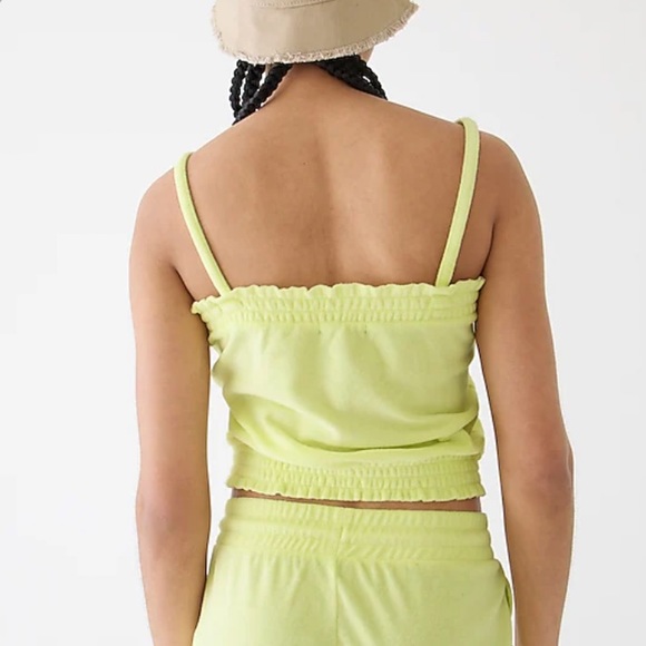 J. Crew NWT Smocked Towel Terry Tank - Hydrangea Blue - Picture 3 of 4